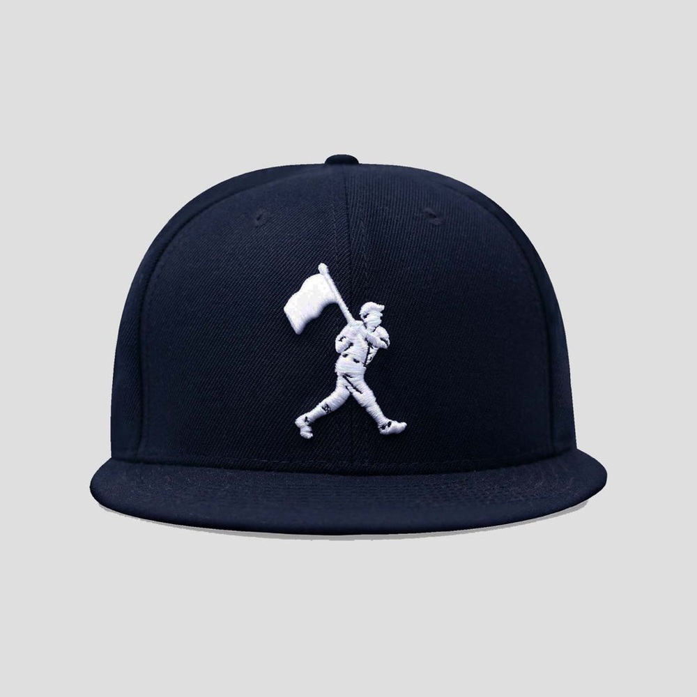 Baseballism Men’s Navy Blue Flag Man Fitted Baseball Cap Size US 7